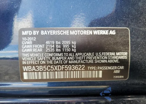 2013 BMW 328 Xi Sulev from USA, damaged, VIN WBA3B5C5XDF593622
